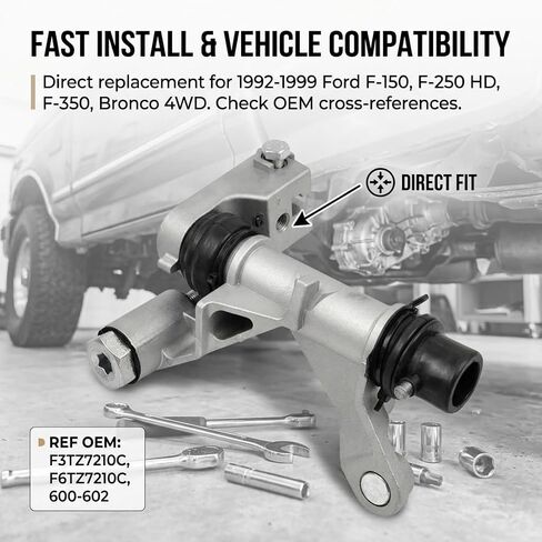 4WD Transfer Case Shifter Linkage Control Lever Assembly Compatible with 1992-1996 Ford F-150, 1992-1999 F-250, 1997 F-250 HD, 1992-1997 F-350, and 1992-1996 Bronco 4WD Trucks, Silver Metal in Kuwait