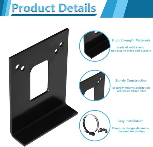 57204 Vehicle-Side Trailer Wiring Harness Clamp-On Bracket Mounting Kit Fit for 4-Way, 5-Way & 6-Way Trailers Wiring Connector Mounting, Rust-Proof Trailer Plug Bracket with Gloss Black Powder Coat in Kuwait