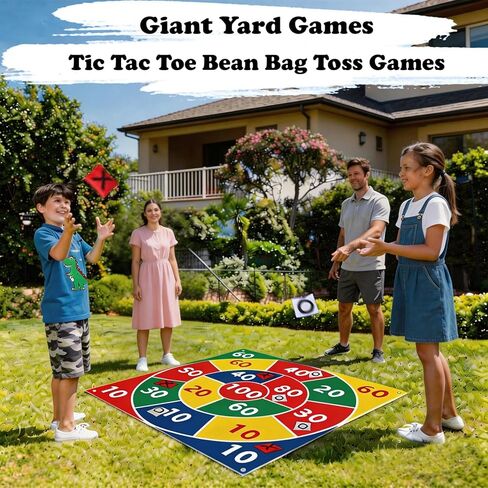 2-in-1 Outdoor Giant Tic Tac Toe Bean Bag Toss Games for Kids Adults,4.5Ft Large Outside Picnic Lawn Backyard Games for Kids Family Birthday Party Beach Carnival Outdoor Fun Giant Yard Field Day Games in Kuwait