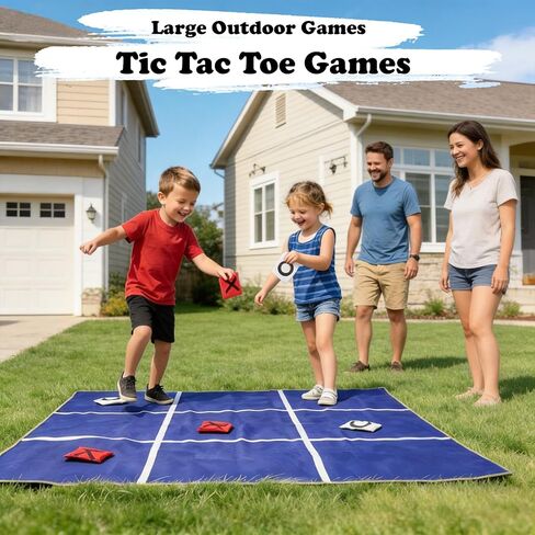 2-in-1 Outdoor Giant Tic Tac Toe Bean Bag Toss Games for Kids Adults,4.5Ft Large Outside Picnic Lawn Backyard Games for Kids Family Birthday Party Beach Carnival Outdoor Fun Giant Yard Field Day Games in Kuwait