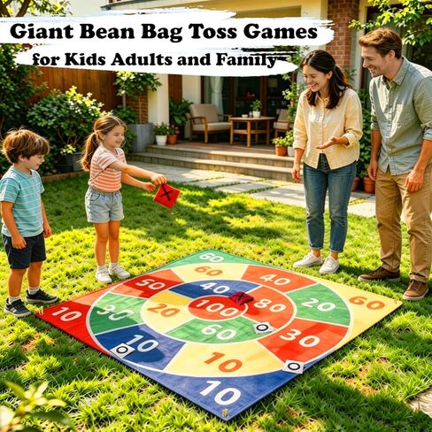 2-in-1 Outdoor Giant Tic Tac Toe Bean Bag Toss Games for Kids Adults,4.5Ft Large Outside Picnic Lawn Backyard Games for Kids Family Birthday Party Beach Carnival Outdoor Fun Giant Yard Field Day Games in Kuwait