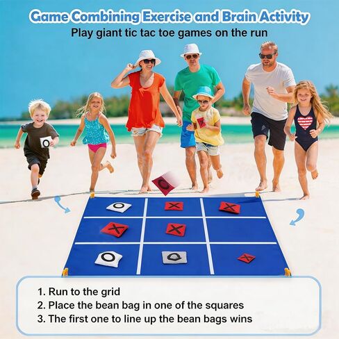 2-in-1 Outdoor Giant Tic Tac Toe Bean Bag Toss Games for Kids Adults,4.5Ft Large Outside Picnic Lawn Backyard Games for Kids Family Birthday Party Beach Carnival Outdoor Fun Giant Yard Field Day Games in Kuwait