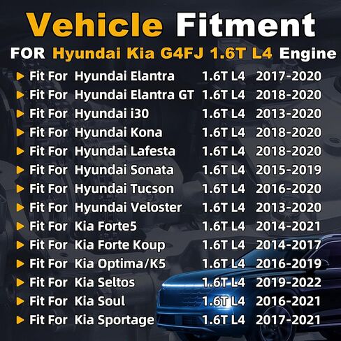 G4FJ 1.6 Engine Crankshaft w/Connecting Rod & Piston Bearing Kit Fit for Hyundai Elantra Tucson Sonata Kona Veloster Kia Forte5 Soul 1.6L L4 Turbo 2013-2022 Replace# 23110-2B710 23510-2B700 in Kuwait