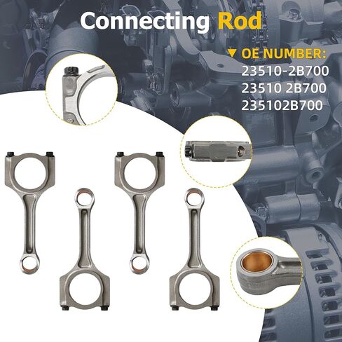 G4FJ 1.6 Engine Crankshaft w/Connecting Rod & Piston Bearing Kit Fit for Hyundai Elantra Tucson Sonata Kona Veloster Kia Forte5 Soul 1.6L L4 Turbo 2013-2022 Replace# 23110-2B710 23510-2B700 in Kuwait