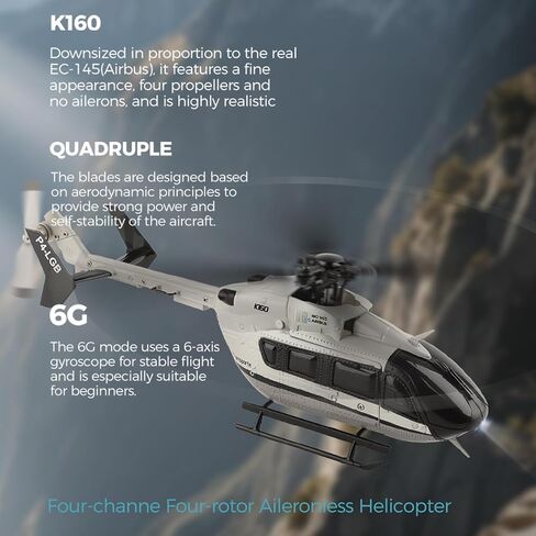 WLtoys K160 4CH RC Helicopter, 6-Axis Gyro Aileronless Helicopter with Altitude Hold, One Key Take Off and Landing, 2.4GHz Remote Control Aircraft for Adults Beginners in Kuwait