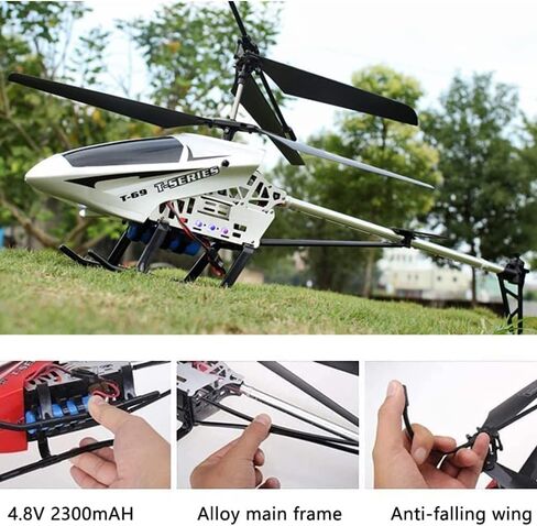 75cm Large 2.4G Remote Control Aircraft Anti-Fall Rc Helicopter Drone Model Outdoor Alloy RC Aircraft Easy to Learn Good Operation for Adult Kids Toy Xmas Gift(2 Batteries) in Kuwait