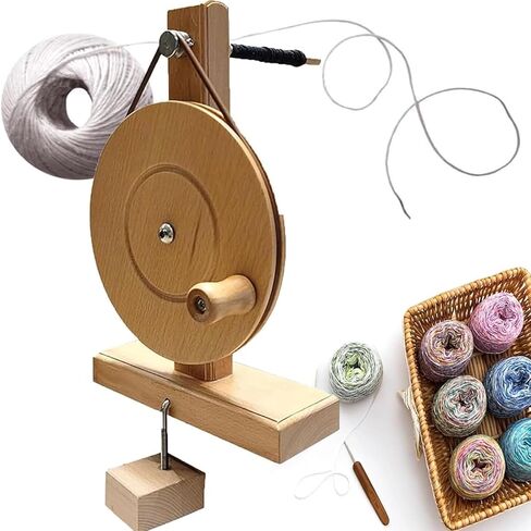 Desktop Yarn Spinner,Wooden Hand Winding Machine,Yarn Spinning Wheel Smooth Rotation, for Spinning Wool, Cotton, and Silk,for Smooth Rotation and Weaving Various Yarns in Kuwait