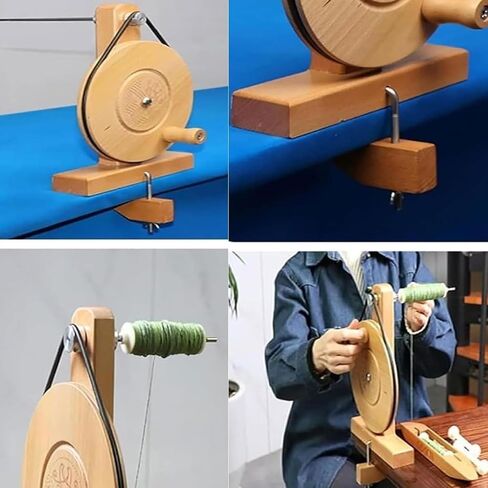 Desktop Yarn Spinner,Wooden Hand Winding Machine,Yarn Spinning Wheel Smooth Rotation, for Spinning Wool, Cotton, and Silk,for Smooth Rotation and Weaving Various Yarns in Kuwait