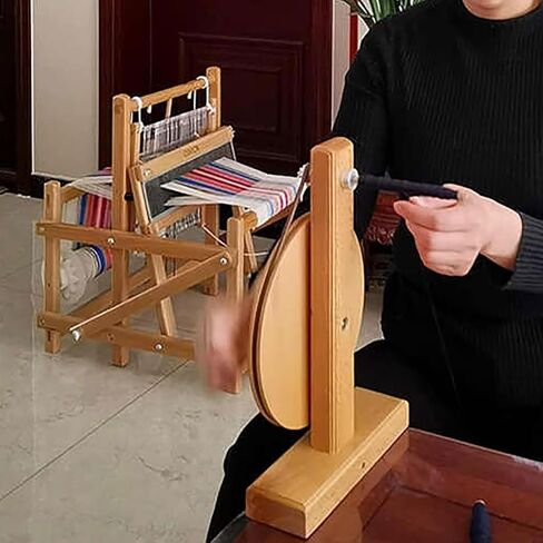 Desktop Yarn Spinner,Wooden Hand Winding Machine,Yarn Spinning Wheel Smooth Rotation, for Spinning Wool, Cotton, and Silk,for Smooth Rotation and Weaving Various Yarns in Kuwait