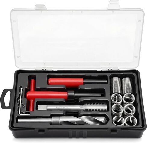M14 x 2 Thread Repair Kit, 5PCS Tools with 5Pcs 1.5D & 5Pcs 2.5D Stainless Steel Wire Thread Inserts, Helicoil Kit, Thread Chaser Set for Mechanical & Automotive Thread Repair in Kuwait