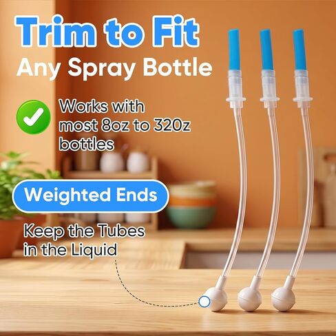3 Pack Universal Fit 360° Spray Bottle Adapter, Reusable Tilted Spray Bottle Adapter with Flexible Tube, Weighted 360° Spray Accessories for Any Spray Nozzle, Multi-Scene Use in Kuwait