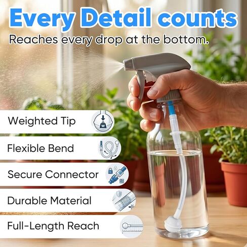 3 Pack Universal Fit 360° Spray Bottle Adapter, Reusable Tilted Spray Bottle Adapter with Flexible Tube, Weighted 360° Spray Accessories for Any Spray Nozzle, Multi-Scene Use in Kuwait