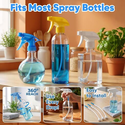 3 Pack Universal Fit 360° Spray Bottle Adapter, Reusable Tilted Spray Bottle Adapter with Flexible Tube, Weighted 360° Spray Accessories for Any Spray Nozzle, Multi-Scene Use in Kuwait