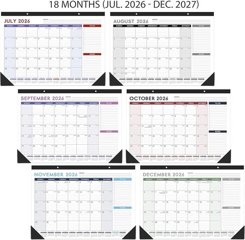 تقويم المكتب 2026-2027 - يوليو 2026 - ديسمبر 2027، 17 بوصة × 12 بوصة 2026-2027 تقويم، تقويم مكتب 18 شهرًا، وسادة مكتب، تصميم أنيق in Kuwait