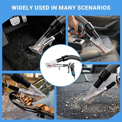 Car Interior Cleaning Gun with 2-in-1 Air Blower Attachments, Detailing Brush and Swivel Connector – for Car Seats, Carpets, Dashboards, Floor Mats, Air Vents, Pet Hair Removal and Rapid Drying in Kuwait