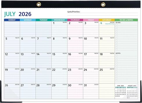 Desk Calendar 2026-2027 – JUL 2026 - DEC 2027, 18 Monthly Desk Calendar, Large Desk Calendar 2027, 17’’ x 12’’, 2026-2027 Desk/Wall Calendar with To-do Lists, Desk Pad, Ruled Blocks, Corner Protectors in Kuwait