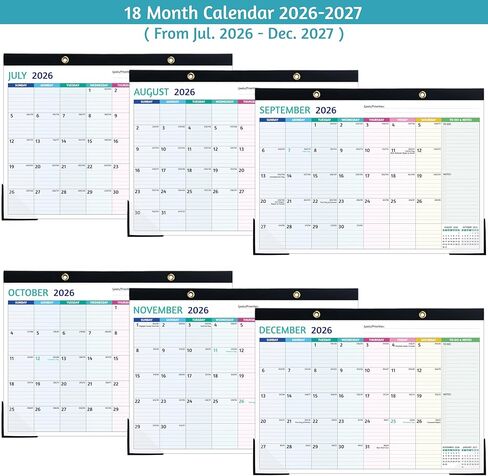 Desk Calendar 2026-2027 – JUL 2026 - DEC 2027, 18 Monthly Desk Calendar, Large Desk Calendar 2027, 17’’ x 12’’, 2026-2027 Desk/Wall Calendar with To-do Lists, Desk Pad, Ruled Blocks, Corner Protectors in Kuwait