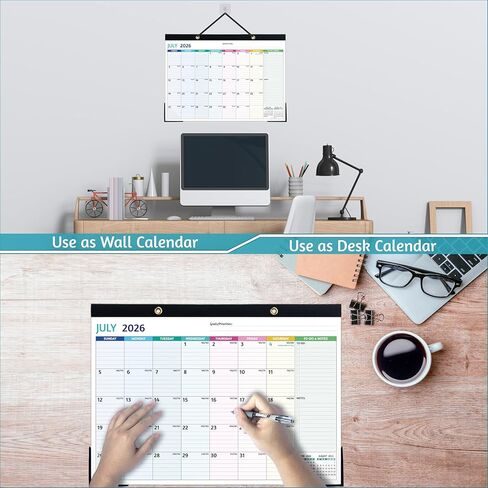 Desk Calendar 2026-2027 – JUL 2026 - DEC 2027, 18 Monthly Desk Calendar, Large Desk Calendar 2027, 17’’ x 12’’, 2026-2027 Desk/Wall Calendar with To-do Lists, Desk Pad, Ruled Blocks, Corner Protectors in Kuwait