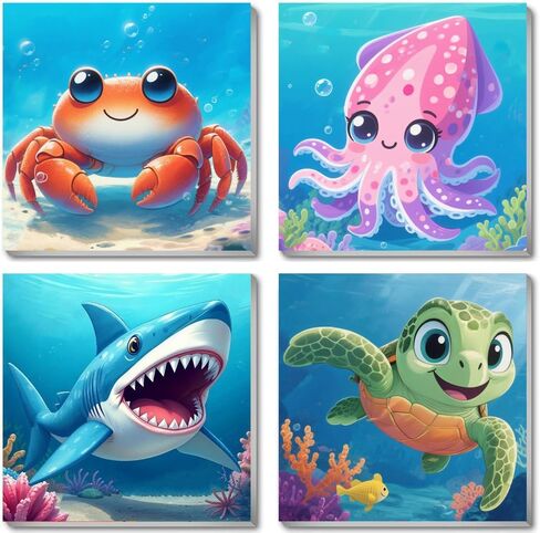 Mrnsiet 4 Pack Framed Paint by Numbers Kit for Kids, Cute Animals Paint by Numbers for Kids Ages 8-12, DIY Acrylic Oil Painting Drawing Kit for Children Beginner 8x8 Inch in Kuwait