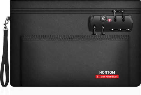 Hontom Fireproof Money Bag with Lock, 11"x7" Double Layer Notary Bag for Cash with Hidden Zipper, Fire Locking Money Pouch Holder Wallet for Travel, Passports, Notary Supplies, Valuables in Kuwait