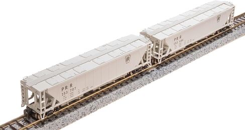 Broadway Limited 7254 H32 Covered Hopper, PRR, Gray with PRR and Black Keystone, 2-Pack, N Scale in Kuwait