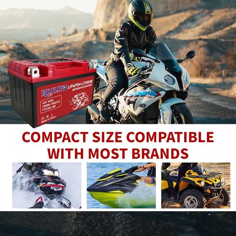 بطارية ليثيوم YTX30L-BS، بطارية دراجة نارية 12 فولت 10 أمبير LiFePO4 مع BMS الذكية، متوافقة مع Harley، Polaris، ATV، UTV، Snowmobile، Jet Ski in Kuwait
