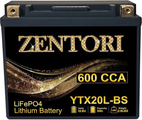YTX20L-BS Lithium Battery 600CCA 9Ah Fast Charge for Road Street Electra Glide、Road King TRX500 、TRX420 、TRX250X- LiFePO4 Motorcycle 4000+ Cycles IP66 Replaces YTX20H、GYZ20L、GYZ20HL in Kuwait