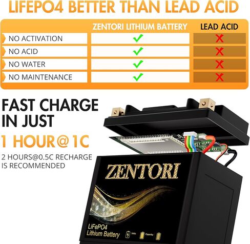 YTX20L-BS Lithium Battery 600CCA 9Ah Fast Charge for Road Street Electra Glide、Road King TRX500 、TRX420 、TRX250X- LiFePO4 Motorcycle 4000+ Cycles IP66 Replaces YTX20H、GYZ20L、GYZ20HL in Kuwait