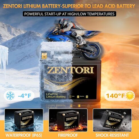 بطارية ليثيوم YTX12-BS 380CCA 8Ah لهوندا TRX250، 'Kawasaki' Vulcan 900، Honda Shadow VT750، سوزوكي LT-F250، Can-Am DS250 - LiFePO4 Motorcycle 4000+ Cycles IP66 تحل محل CTX12-BS GTX12-BS ETX12 in Kuwait