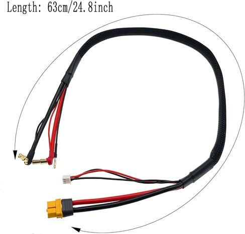 RC 2S XT60 Lipo Battery Charging/Balance Cable Leads with 4mm/5mm Bullet Connector(600MM) in Kuwait
