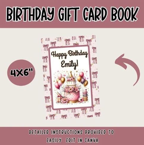 AIKETE Gift Card Book Gift Card Booklet Birthday Personalized Present For Women Girl Teens Party in Kuwait