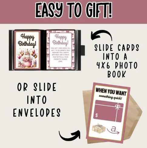 AIKETE Gift Card Book Gift Card Booklet Birthday Personalized Present For Women Girl Teens Party in Kuwait