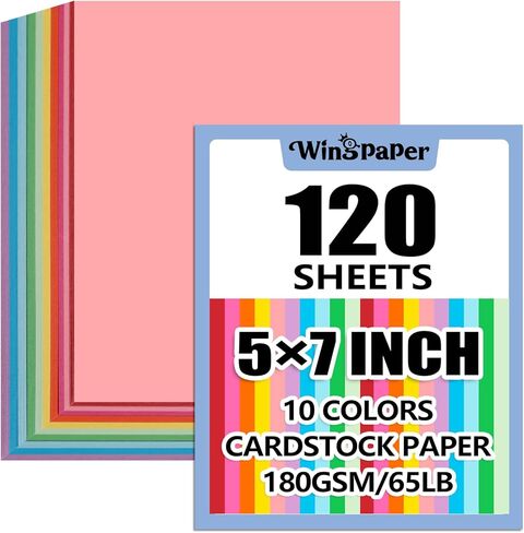 120 Sheets Colored Cardstock 5 x 7, 10 Assorted Colors Construction Paper 65lb/180gsm Card Stock Printer Paper for Invitations, DIY Cards, Crafting, Menus, Construction, Art, School & Office Use in Kuwait