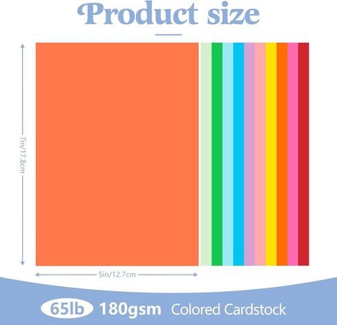 120 Sheets Colored Cardstock 5 x 7, 10 Assorted Colors Construction Paper 65lb/180gsm Card Stock Printer Paper for Invitations, DIY Cards, Crafting, Menus, Construction, Art, School & Office Use in Kuwait