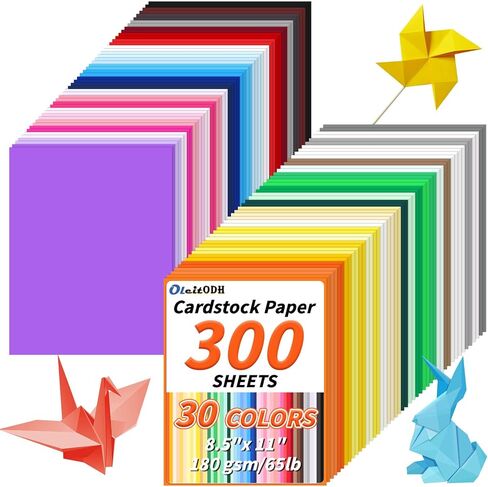 Oleitodh Colored Cardstock Bulk 300 sheets, 8.5" x 11" Cardstock Paper 30 Assorted Colors Construction Paper,180 GSM Card Stock Scrapbooking Supplies for Diy Crafts Cricut Card Making in Kuwait