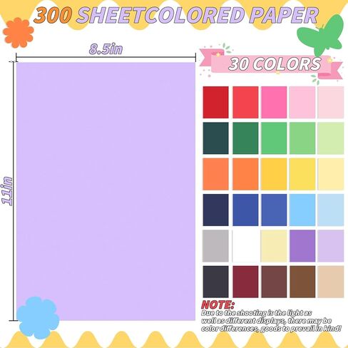 Oleitodh Colored Cardstock Bulk 300 sheets, 8.5" x 11" Cardstock Paper 30 Assorted Colors Construction Paper,180 GSM Card Stock Scrapbooking Supplies for Diy Crafts Cricut Card Making in Kuwait
