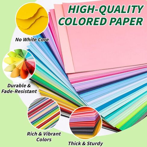 Oleitodh Colored Cardstock Bulk 300 sheets, 8.5" x 11" Cardstock Paper 30 Assorted Colors Construction Paper,180 GSM Card Stock Scrapbooking Supplies for Diy Crafts Cricut Card Making in Kuwait