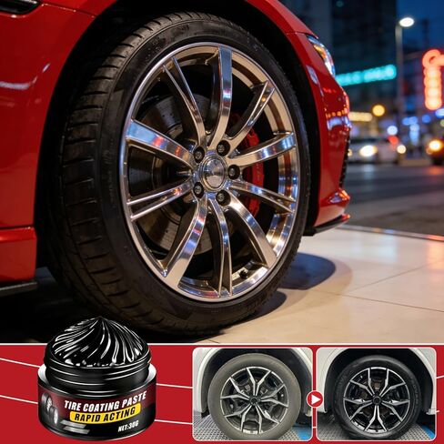3Pcs Premium Tire Coating & Trim Restorer, New Tire Polishing Paste, Car Tire Shine with Sponge, Long-Lasting Tire Ceramic Coating, Bring Back the Original Deep Black Shine to Rubber and Plastic in Kuwait