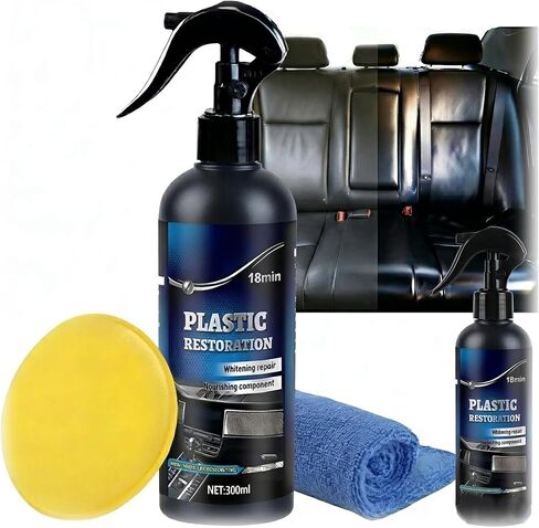 PLASTIG REFURBISHIMENT مرمم بلاستيك مصمم هندسيًا ألمانيًا للسيارات، زخرفة سوداء ومزيل خدوش داخلي، مرمم بلاستيك أسود تلقائي مع حماية من الأشعة فوق البنفسجية، استعادة الحواف الباهتة، 300 مل in Kuwait
