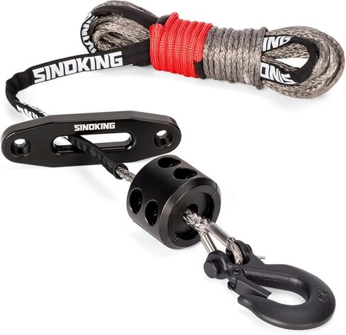 SINOKING 3/16" x 50 FT Synthetic Winch Rope Kit, 8500 LB Strength ATV UTV Winch Rope Line with Forged Steel Hook, Hawse Fairlead & Rubber Stopper, Replacement Winch Cable for 2000-4500 LB Winches in Kuwait