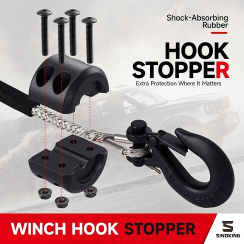 SINOKING 3/16" x 50 FT Synthetic Winch Rope Kit, 8500 LB Strength ATV UTV Winch Rope Line with Forged Steel Hook, Hawse Fairlead & Rubber Stopper, Replacement Winch Cable for 2000-4500 LB Winches in Kuwait