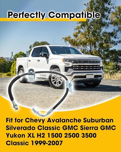 18J4317 18J4316 خرطوم الفرامل الهيدروليكي للجانب الأيسر والأيمن مناسب لسيارة Chevy Avalanche Suburban Silverado Classic GMC Sierra GMC Yukon XL H2 1500 2500 3500 Classic 1999-2007 استبدال 19264765 19264764 in Kuwait