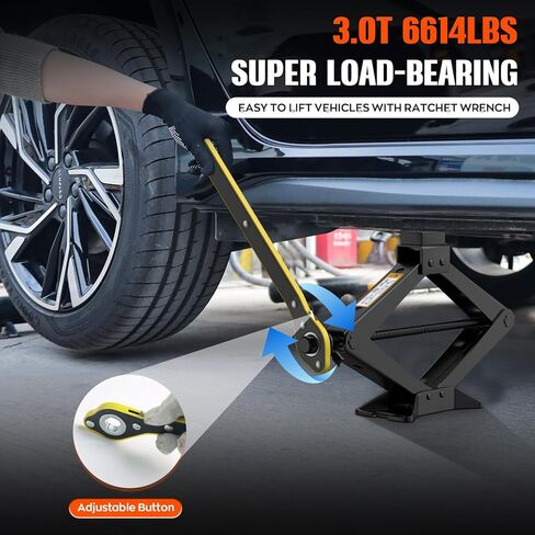 Universal Scissor Jack 3 Ton, Portable Car Jack Kit 3 Ton with Lug Wrench, Heavy Duty Tire Changing Kit, Emergency Lifting Jack for Car SUV ATV in Saudi Arabia