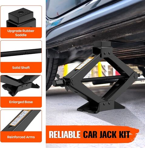 Universal Scissor Jack 3 Ton, Portable Car Jack Kit 3 Ton with Lug Wrench, Heavy Duty Tire Changing Kit, Emergency Lifting Jack for Car SUV ATV in Saudi Arabia