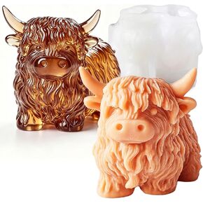 Highland Cow Silicone Mold 3D Cow Resin Molds Highland Cow Ice Cube Mold Cow Silicone Fondant Mold for Chocolate Cake Epoxy Casting Clay DIY Wax Soap Candle Ice Cube Decorations in Kuwait