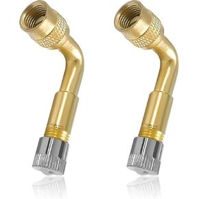 2PCS 90 Degree Valve Stem Extenders, Automotive Tire Inflator Nozzle Brass Tyre Valves Extension Adapter, Tire Valve Stem Extender for Dually Wheels Passenger Car Motorcycle Bike (Golden) in Kuwait