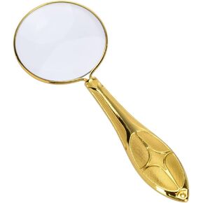 Professional 5X Handheld Magnifier 45mm with Metal Handle Golden Jewelers Magnifier Reading Magnifying Glass Loupe Lens for Science, Seniors, Kids, Inspection Small in Kuwait
