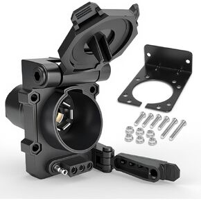 Multi-Tow 7 Blade and 4 Way Flat Trailer Connector - Vehicle Side 7 Pin and 4 Pin Trailer Plug Adapter - Heavy Duty Wiring Socket with Mounting Bracket in Kuwait