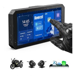 C9 Pro Motorcycle Carplay, 5.99" Anti-Glare IPS Touchscreen with Apple CarPlay & Android Auto, Dual AHD 1080P Dash Cam, GPS Navigation System, 140° Wide Angle, IP67 Waterproof (No TPMS) in Kuwait