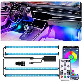 أضواء شريط LED للسيارة، 72 شريط إضاءة LED داخلي RGB مع جهاز تحكم عن بعد للتطبيق الذكي، مسند قدم متعدد الألوان أسفل لوحة القيادة داخل مجموعة الإضاءة وضع مزامنة الموسيقى، للمركبة الداخلية، سيارات الدفع الرباعي، الشاحنات، 12 فولت in Kuwait